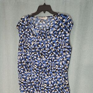 Kasper Blue and White Printed Women's Top